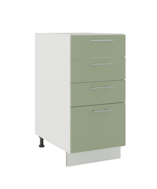 JD Greta Kitchen Adjustable 400mm Base Drawer Cabinet - Sage Green Matt
