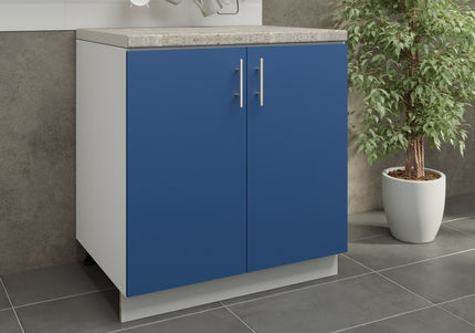 JD Greta Kitchen Adjustable 800mm Base Cabinet - Navy Matt with Worktop