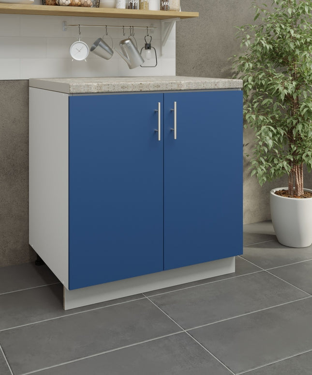JD Greta Kitchen Adjustable 800mm Base Cabinet - Navy Matt with Worktop