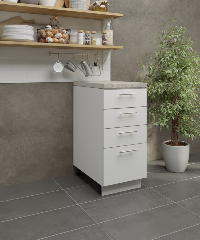 JD Greta Adjustable Legs Kitchen Drawer Unit 400mm - White Matt (With Worktop)