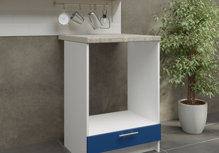 JD Greta Kitchen Fixed Height 600mm Oven Cabinet - Navy Matt With Worktop