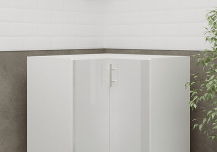 JD Greta NOT Adjustable Kitchen Base Corner Unit - White Gloss With Worktop