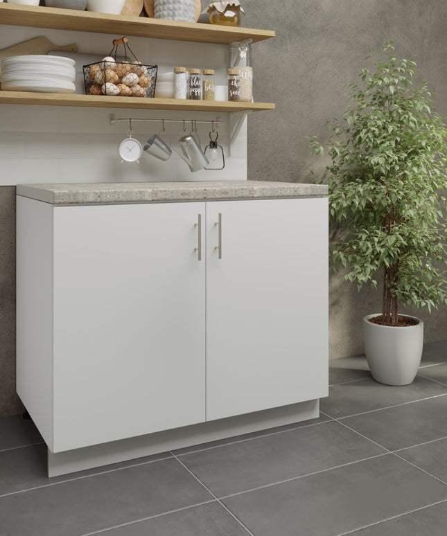 JD Greta Adjustable Legs Kitchen Sink Unit 1000mm  - White Matt with Worktop