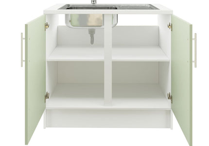 JD Greta 1000mm Utility Sink Unit With Tap Kitchen Base Cabinet - Sage Green