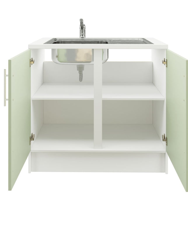 JD Greta 1000mm Utility Sink Unit With Tap Kitchen Base Cabinet - Sage Green