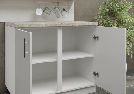 JD Greta Adjustable Kitchen Base Unit 1000mm - White Gloss (With Worktop)