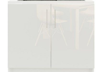 JD Greta 1000mm Utility Sink Unit With Tap Kitchen Base Cabinet - White Gloss