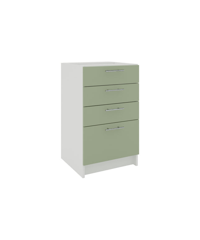 JD Greta Kitchen Fixed Height 500mm Base Drawer Cabinet - Sage Green Matt