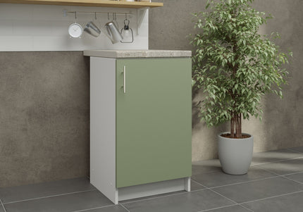 JD Greta Fixed Height Kitchen Base Unit 500mm - Sage Green Matt With Worktop