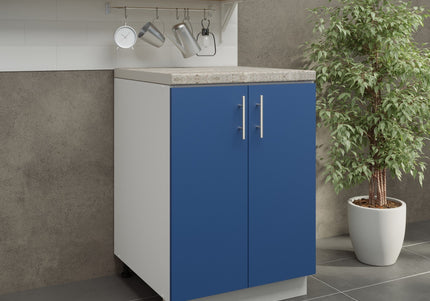 JD Greta Kitchen Adjustable 600mm Base Cabinet - Navy Matt with Worktop