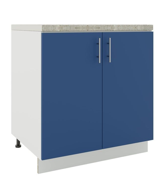 JD Greta Kitchen Adjustable 800mm Base Cabinet - Navy Matt with Worktop
