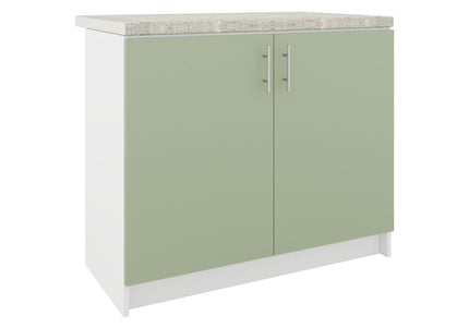JD Greta Fixed Height Kitchen Base Unit 1000mm - Sage Green Matt With Worktop