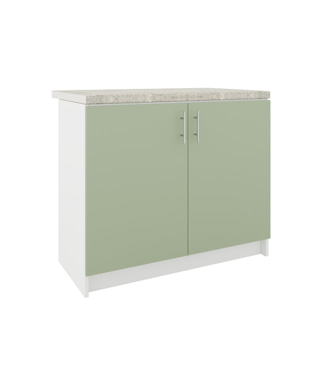 JD Greta Fixed Height Kitchen Base Unit 1000mm - Sage Green Matt With Worktop