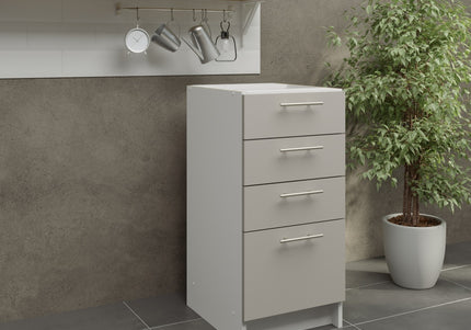 JD Greta Kitchen Fixed Height 400mm Base Drawer Cabinet - Cashmere Matt