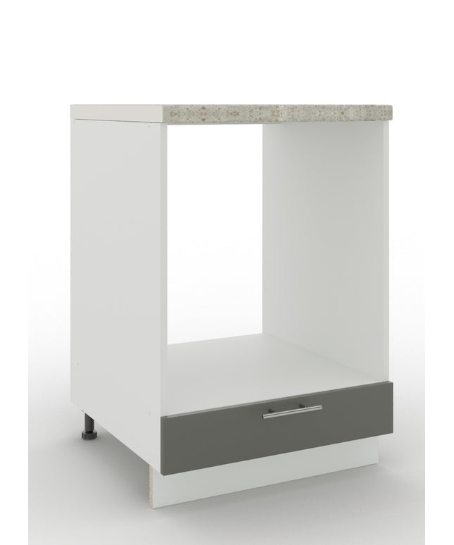 JD Greta Adjustable Legs Kitchen Oven Unit 600mm - Grey Matt (With Worktop)