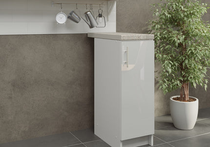 JD Greta NOT Adjustable Kitchen Base Unit 300mm - White Gloss (With Worktop)