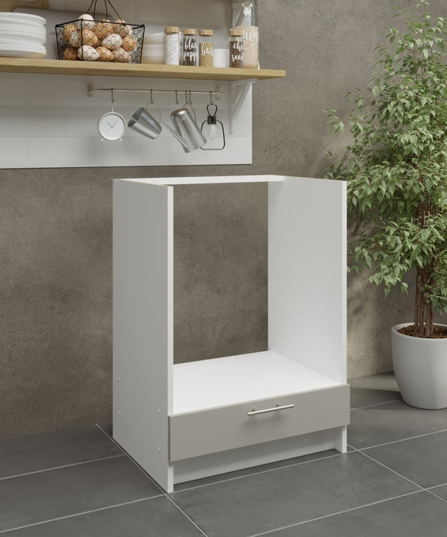JD Greta Kitchen Fixed Height 600mm Oven Base Cabinet - Cashmere Matt