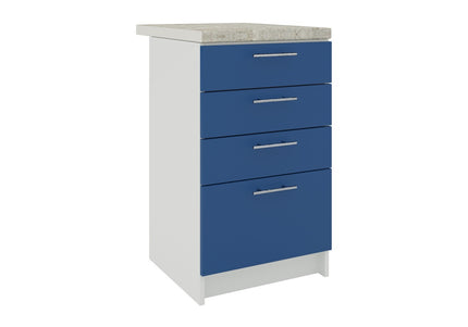 JD Greta Kitchen Fixed Height 500mm Drawer Cabinet - Navy Matt With Worktop
