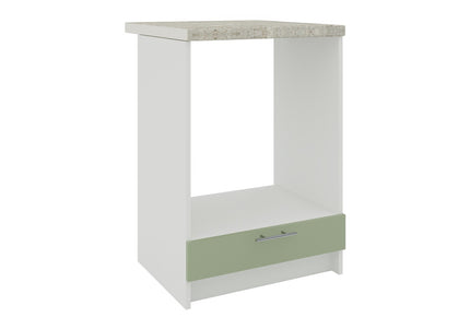 JD Greta Kitchen Fixed Height 600mm Oven Cabinet - Sage Green Matt With Worktop