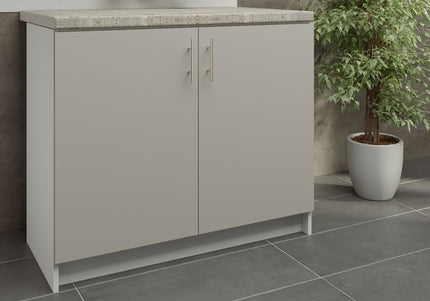 JD Greta Kitchen Fixed Height 1000mm Base Cabinet - Cashmere Matt With Worktop