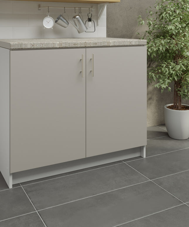 JD Greta Kitchen Fixed Height 1000mm Base Cabinet - Cashmere Matt With Worktop