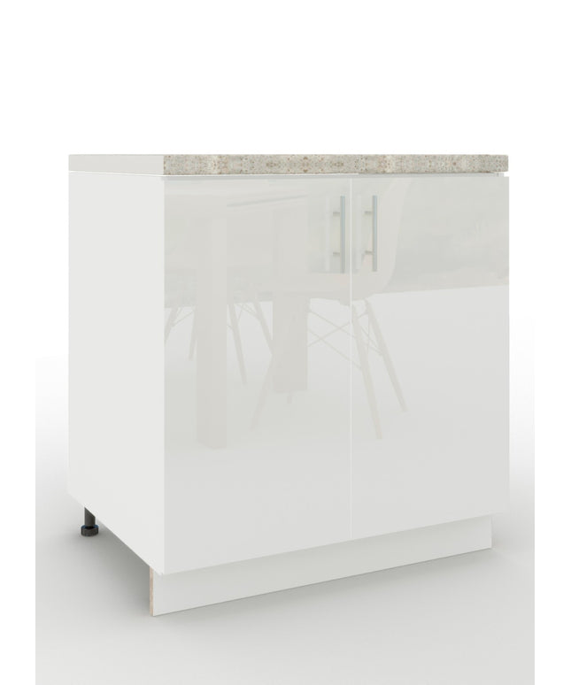 JD Greta Adjustable Legs Kitchen Sink Unit 800mm  - White Gloss with Worktop