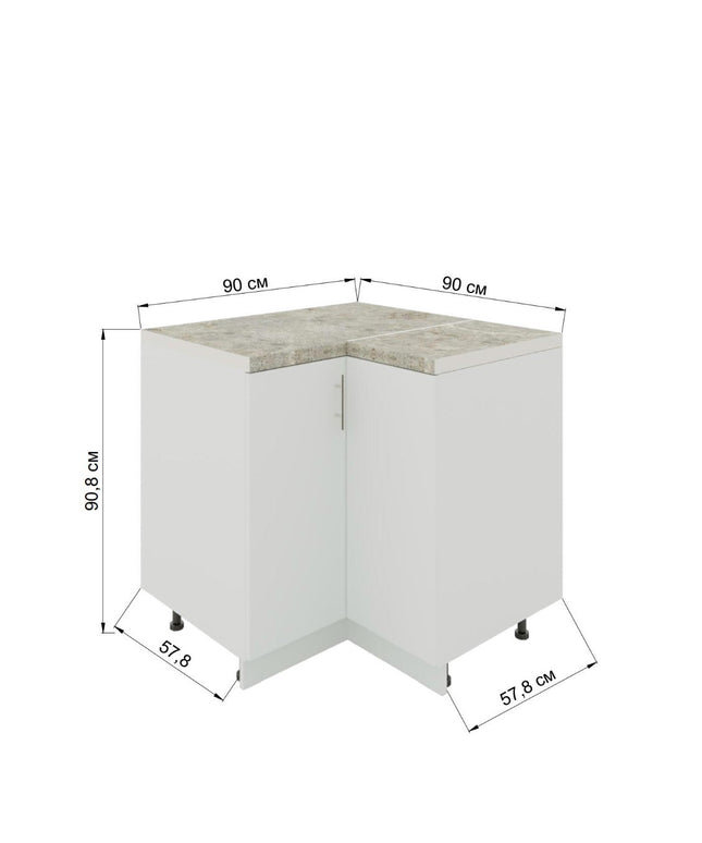 JD Greta Adjustable Legs Kitchen Corner Unit - Grey Matt (With Worktop)