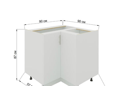 JD Greta Adjustable Legs Kitchen Corner Unit - White Gloss