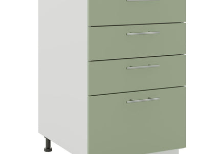 JD Greta Kitchen Adjustable 500mm Drawer Cabinet - Sage Green Matt with Worktop