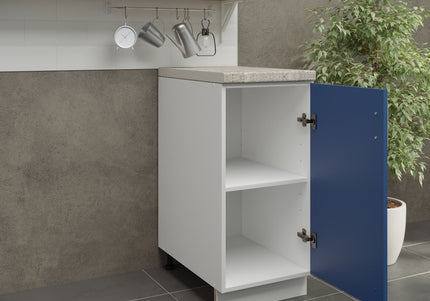 JD Greta Kitchen Adjustable 400mm Base Cabinet - Navy Matt with Worktop