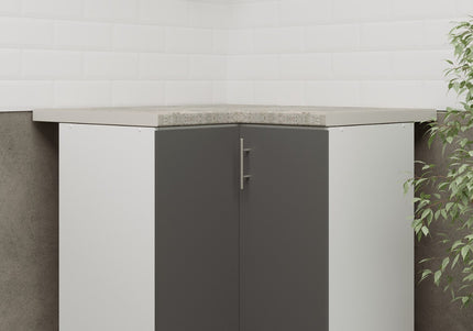 JD Greta NOT Adjustable Kitchen Base Corner Unit - Dark Grey Matt With Worktop
