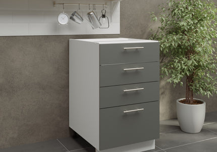 JD Greta Adjustable Legs Kitchen Drawer Unit 500mm - Grey Matt