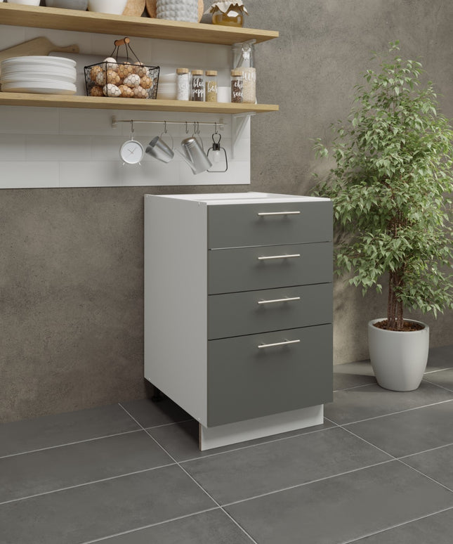 JD Greta Adjustable Legs Kitchen Drawer Unit 500mm - Grey Matt