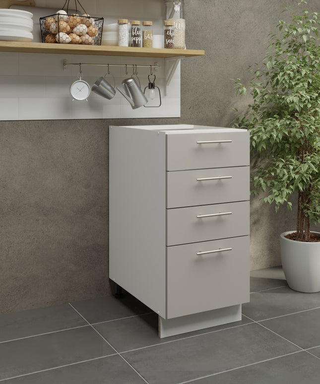 JD Greta Kitchen Adjustable 400mm Base Drawer Cabinet - Cashmere Matt