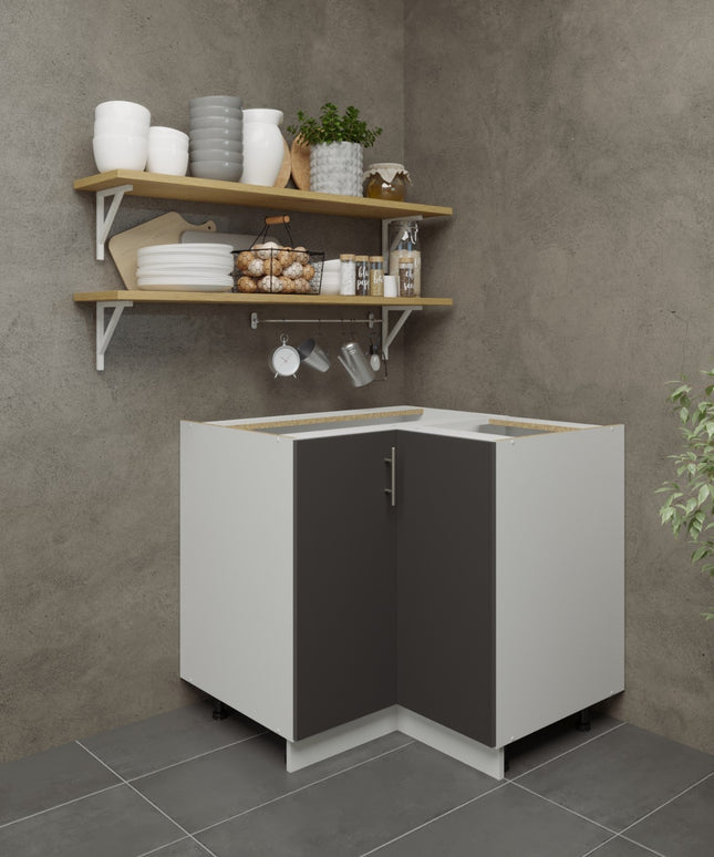 JD Greta Adjustable Legs Kitchen Corner Unit - Dark Grey Matt