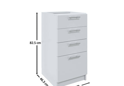 JD Greta Kitchen Fixed Height 400mm Base Drawer Cabinet - Cashmere Matt