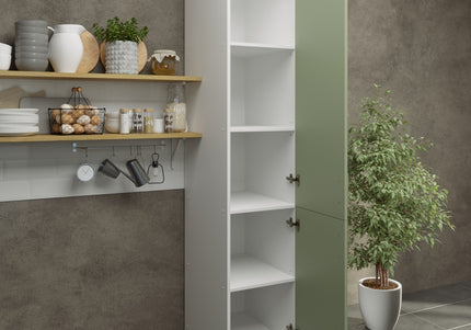 JD Greta Kitchen Fixed Height 400mm Tall Larder Unit - Sage Green Matt