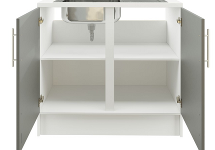 JD Greta 1000mm Utility Room Sink Unit With Tap, Kitchen Base Cabinet - Grey