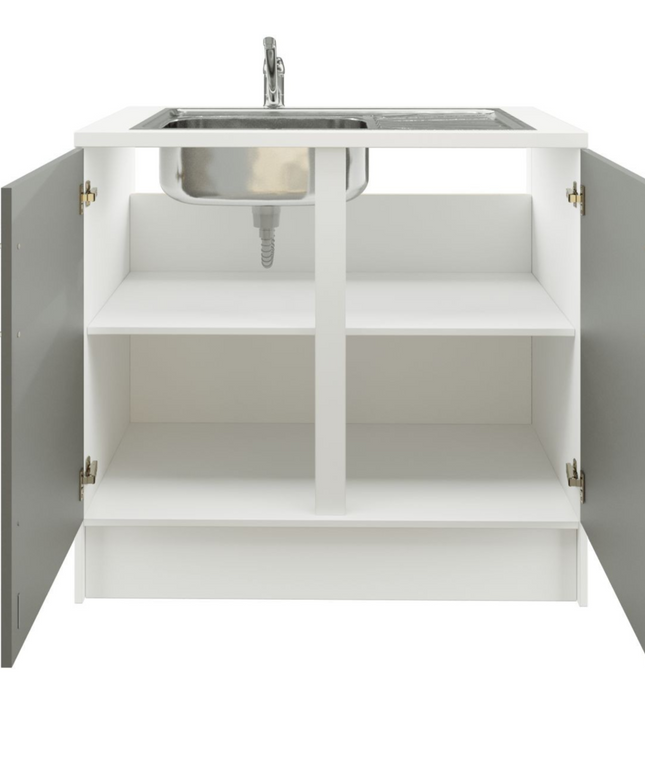 JD Greta 1000mm Utility Room Sink Unit With Tap, Kitchen Base Cabinet - Grey