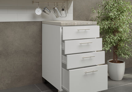JD Greta Adjustable Legs Kitchen Drawer Unit 500mm - White Matt (With Worktop)