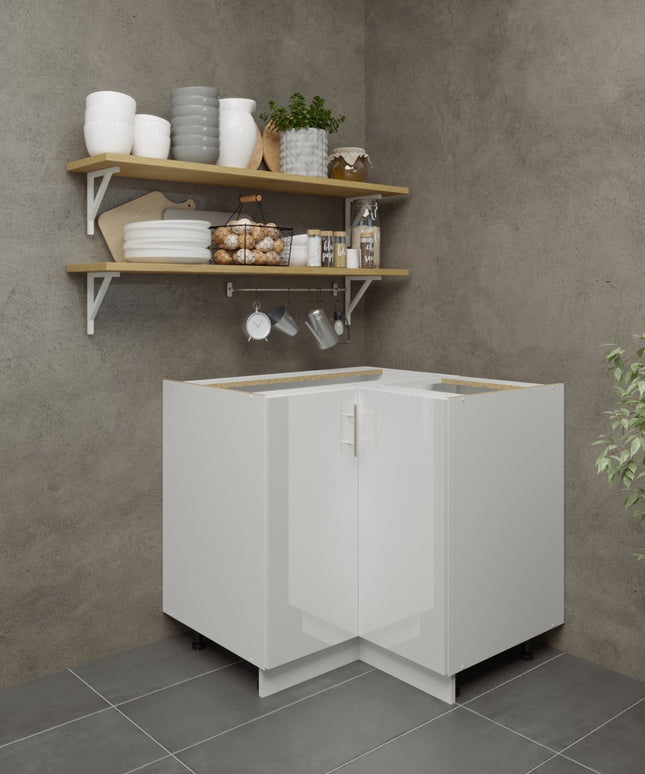 JD Greta Adjustable Legs Kitchen Corner Unit - White Gloss