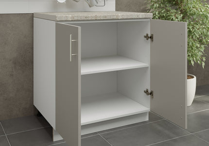 JD Greta Kitchen Adjustable 800mm Base Cabinet - Cashmere Matt with Worktop