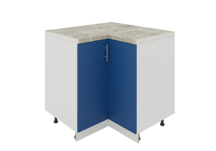 JD Greta Kitchen Adjustable 900mm Corner Cabinet - Navy Matt with Worktop