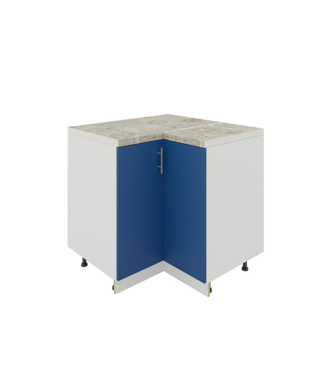 JD Greta Kitchen Adjustable 900mm Corner Cabinet - Navy Matt with Worktop