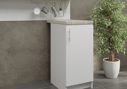 JD Greta NOT Adjustable Kitchen Base Unit 400mm - White Matt (With Worktop)