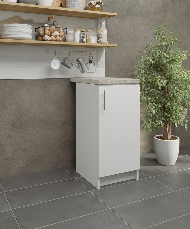 JD Greta NOT Adjustable Kitchen Base Unit 400mm - White Matt (With Worktop)