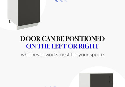 JD Greta Kitchen Adjustable 500mm Base Cabinet - Cashmere Matt with Worktop