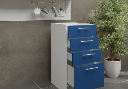 JD Greta Kitchen Fixed Height 400mm Base Drawer Cabinet - Navy Matt