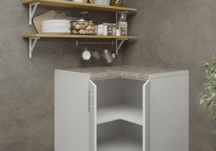 JD Greta Adjustable Legs Kitchen Corner Unit - White Matt (With Worktop)
