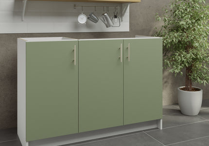 JD Greta Kitchen Fixed Height 1200mm Sink Base Cabinet - Sage Green Matt